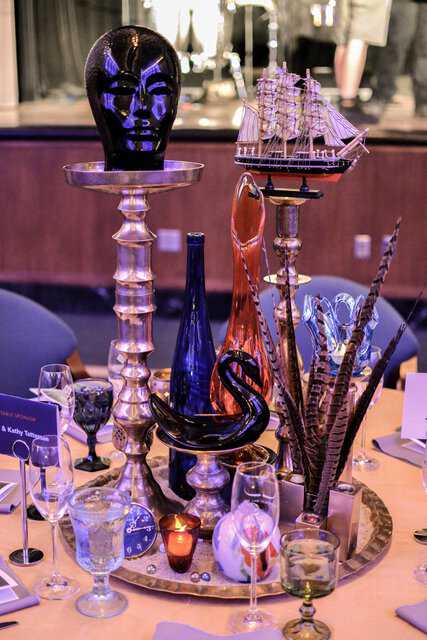 Nautical themed figurien center pieces for corporate event at Haggerty Museum of Art in Milwaukee, WI.